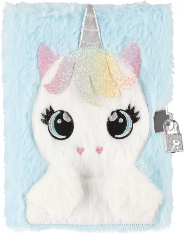 Pamiętnik A5 pluszowy z kłódką. Unicorn - tantis.pl