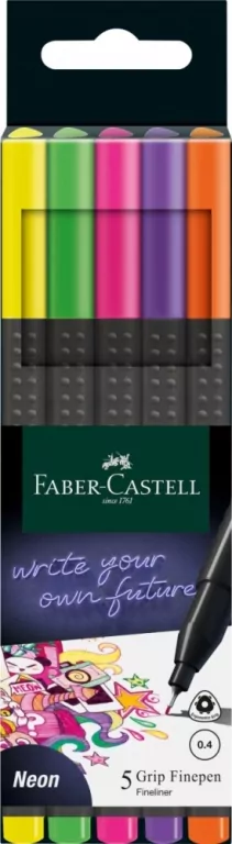 Cienkopisy neonowe 5 kolorów Faber-Castell - tantis.pl