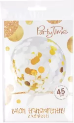 Balon transparentny z konfetti Celebrate złote