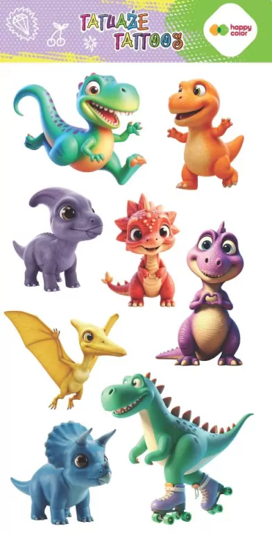Tatuaże zmywalne DINO 100x20mm Happy Color - tantis.pl