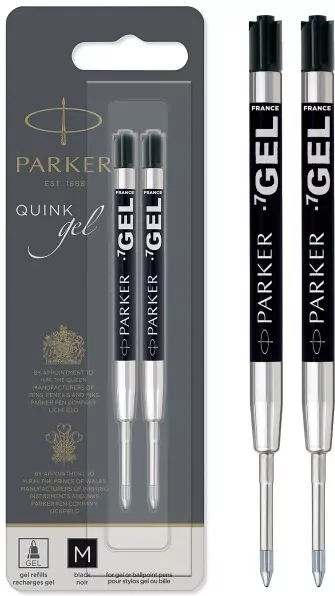 Wkłady żelowe do długopisu Parker czarne (M) 2 sztuki na blistrze 1950362 - tantis.pl