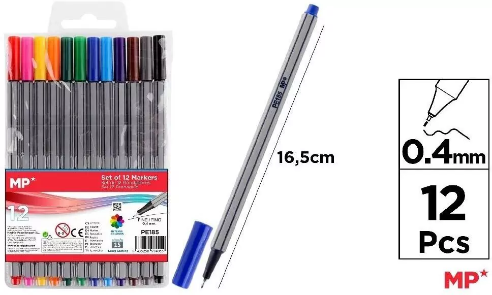 Cienkopisy kolorowe 0.4mm 12 kolorów - tantis.pl