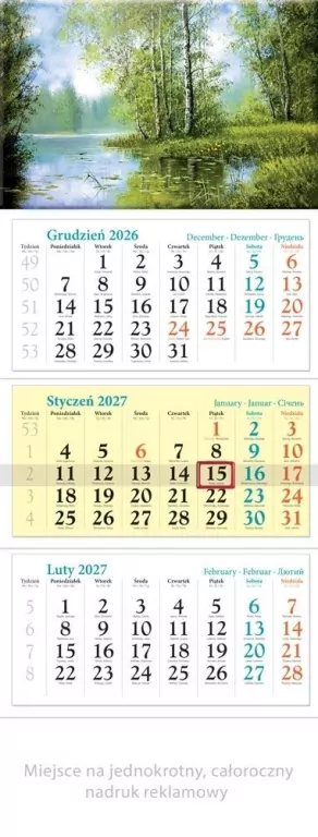 Kalendarz 2027 trójdzielny Rozlewisko - tantis.pl