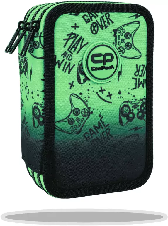 Piórnik potrójny z wyposażeniem Coolpack Jumper 3 Game Over Gradient Green - tantis.pl
