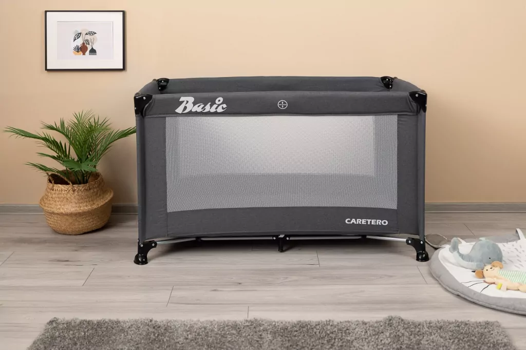 Caretero Łóżeczko turystyczne Basic grafitowe - tantis.pl