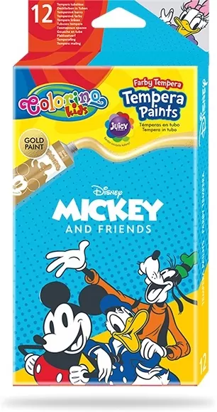 Farby Colorino Kids tempera w tubach 12 kolorów 12 ml Mickey - tantis.pl
