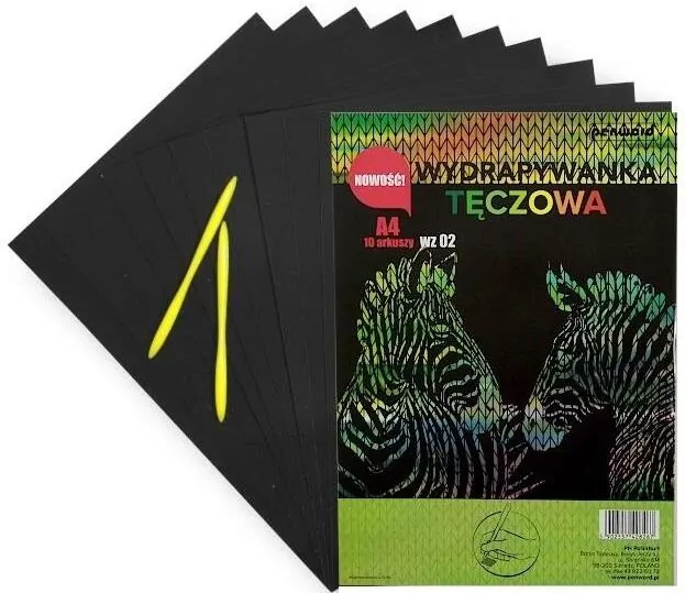 Wydrapywanka tęczowa A4 (10 arkuszy) multikolor + 2 rylce - tantis.pl