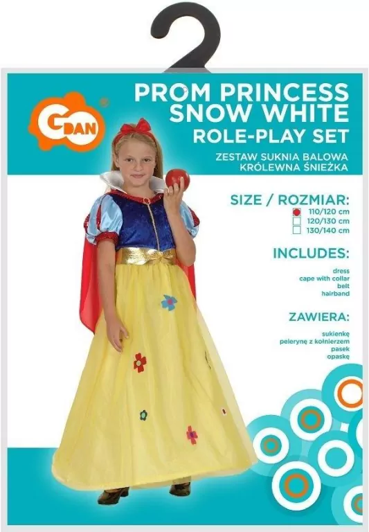 Strój dla dzieci Suknia Królewna Śnieżka r.110/120 - tantis.pl