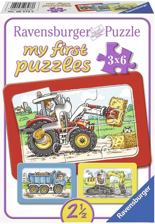 Ravensburger. Puzzle 3x6 elementów. Pojazdy - tantis.pl