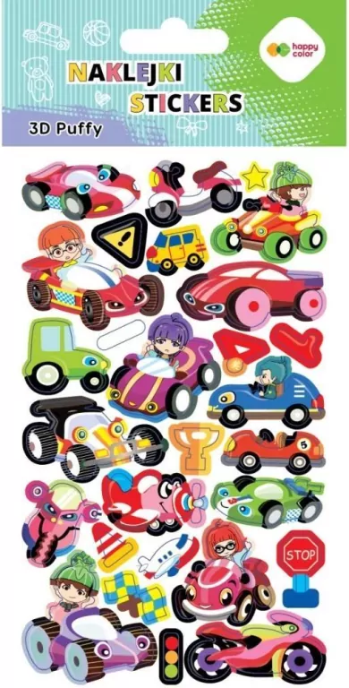 Naklejki 3D Puffy Vehicles 10x20cm HAPPY COLOR - tantis.pl
