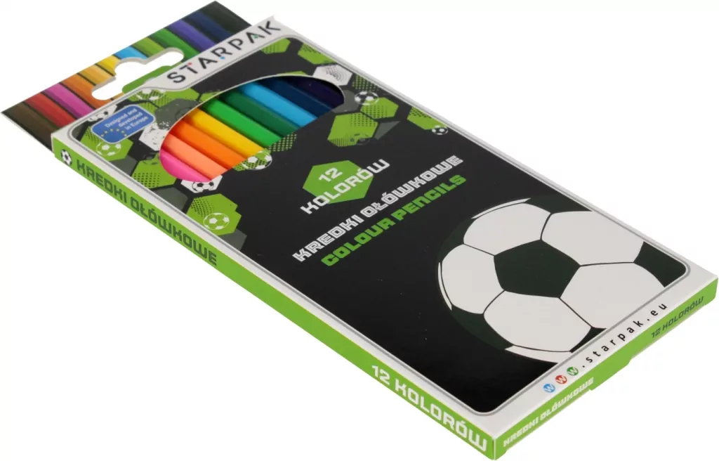 Kredki ołówkowe 12 kolorów Football - tantis.pl