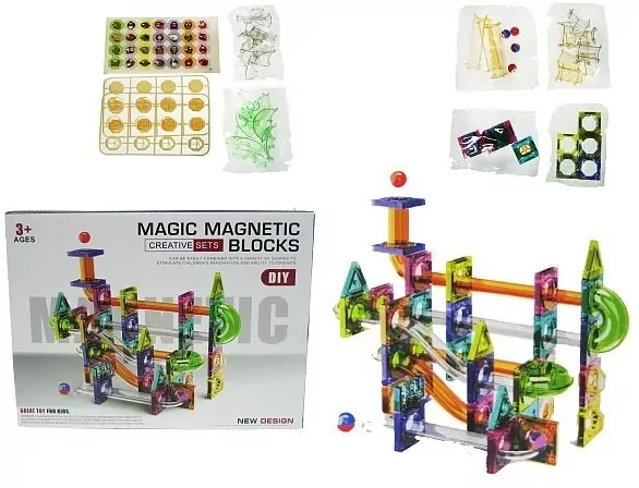 Klocki konstrukcyjne magnetyczne (94 elementy) C0098 - tantis.pl