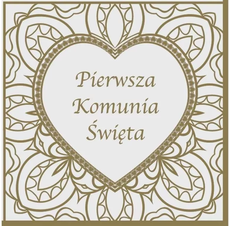 Serwetki Komunia serce złote 33x33cm 20szt - tantis.pl