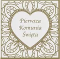 Serwetki Komunia serce złote 33x33cm 20szt - tantis.pl