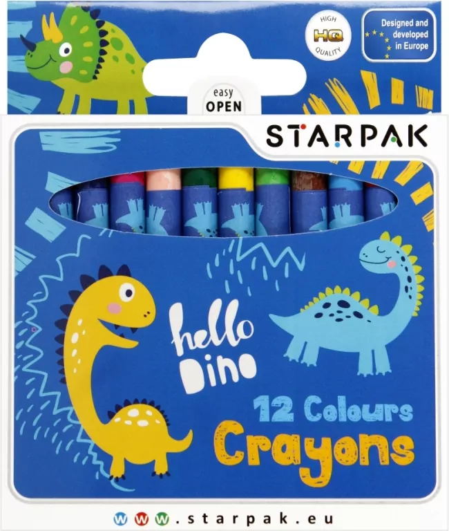 Kredki woskowe 12 kolorów Dino - tantis.pl