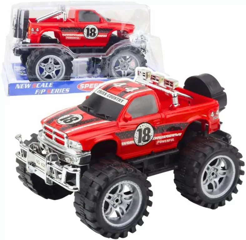 Terenówka z napędem na tył duże koło czerwona 27cm - tantis.pl