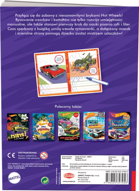 Mattel Hot Wheels. Rysujemy szlaczki - tantis.pl
