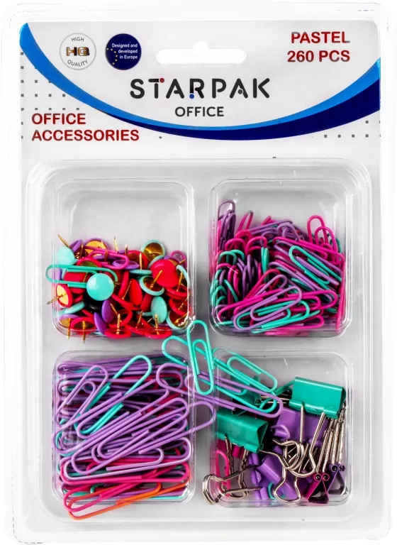 Akcesoria biurowe pastel 260szt - tantis.pl