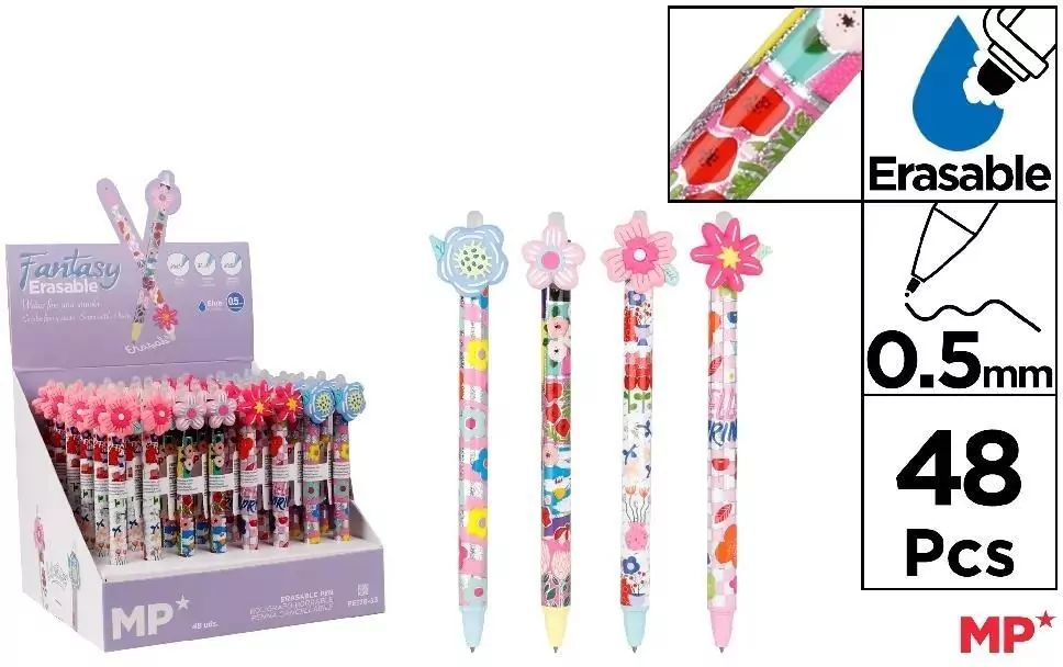 Długopis ścieralny 0,5mm kwiaty (48szt) - tantis.pl