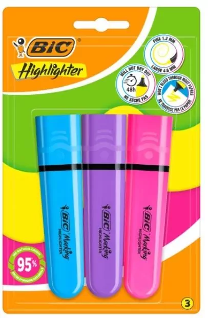 Zakreślacz Flat Neon mix 3szt BIC - tantis.pl