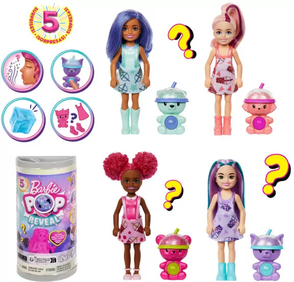 Barbie Pop Reveal Chelsea Lalka Bubble Tea, mix - tantis.pl