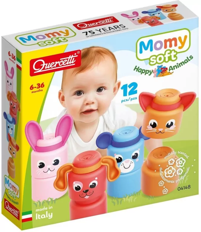 Quercetti Miękkie Klocki Momy Zwierzątka 12el - tantis.pl