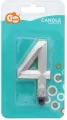 Świeczka 7,6cm. Cyfra 4. Diament metalik srebrny - tantis.pl