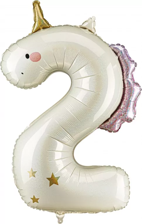Balon foliowy Cyfra 2 Jednorożec 93cm - tantis.pl