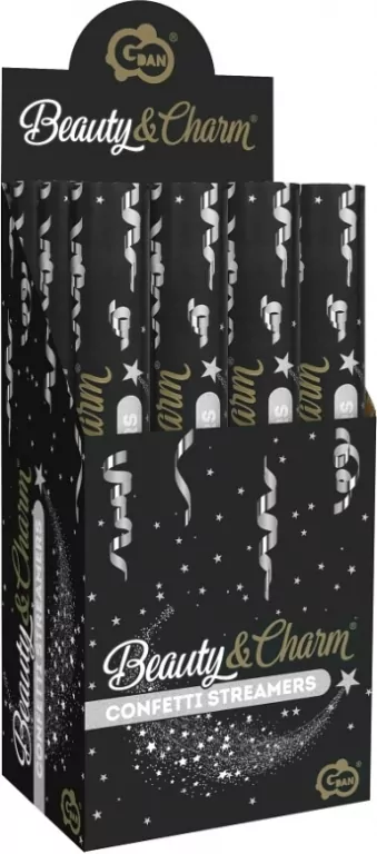 Konfetti pneumatyczne serpentyny srebrne 40cm - tantis.pl