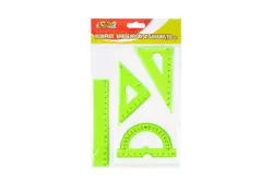 Komplet kreślarski z linijką 15cm. Zielony