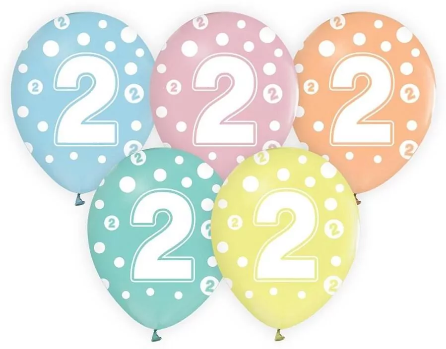 Balony cyfra 2, mix 30cm - tantis.pl