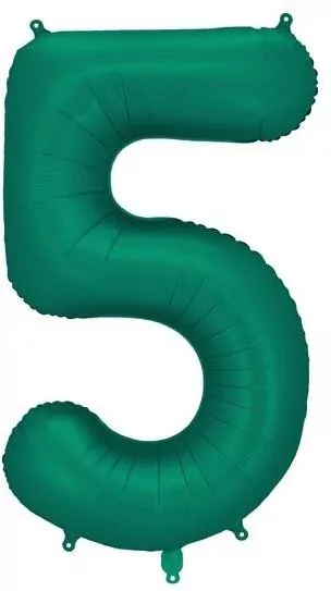 Balon foliowy cyfra 5 86cm butelkowa zieleń - tantis.pl