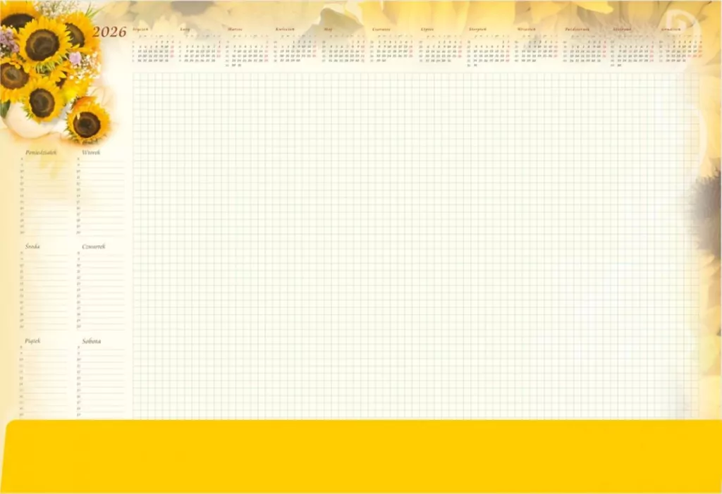 Planer 2026 A2 z listwą Słoneczniki - tantis.pl
