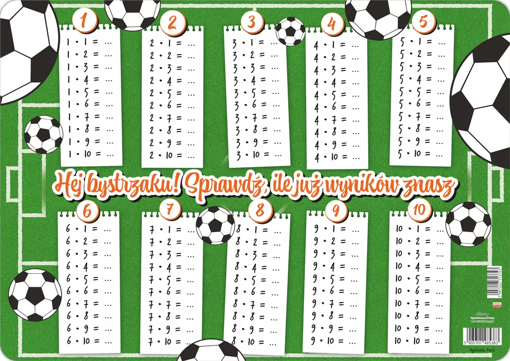 Podkładka na biurko - Tabliczka mnożenia Piłka - tantis.pl