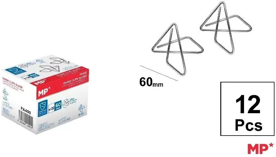 Spinacz do papieru krzyżowy motyl 60mm 12szt - tantis.pl