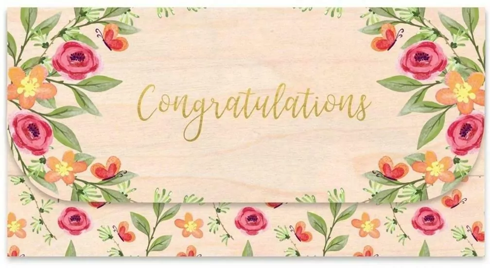 Koperta upominkowa drewniana Gratulacje - tantis.pl