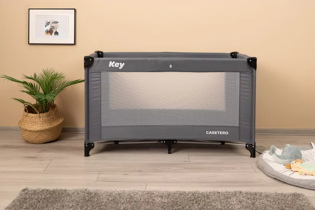 Caretero Łóżeczko turystyczne Key grafitowe - tantis.pl