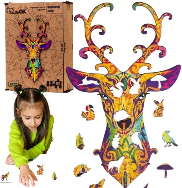 Puzzle drewniane eko. Szlachetny jeleń A3 - tantis.pl