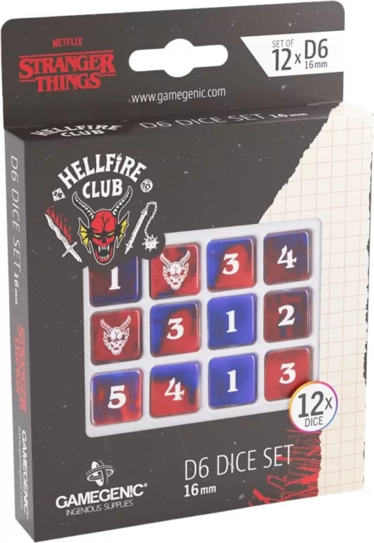 Gamegenic: Stranger Things - D6 Dice Set - Hellfire Club (12x) - tantis.pl