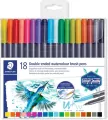 Flamastry Staedtler Design Journey dwustronne brush pen do akwareli, 18 kolorów - tantis.pl