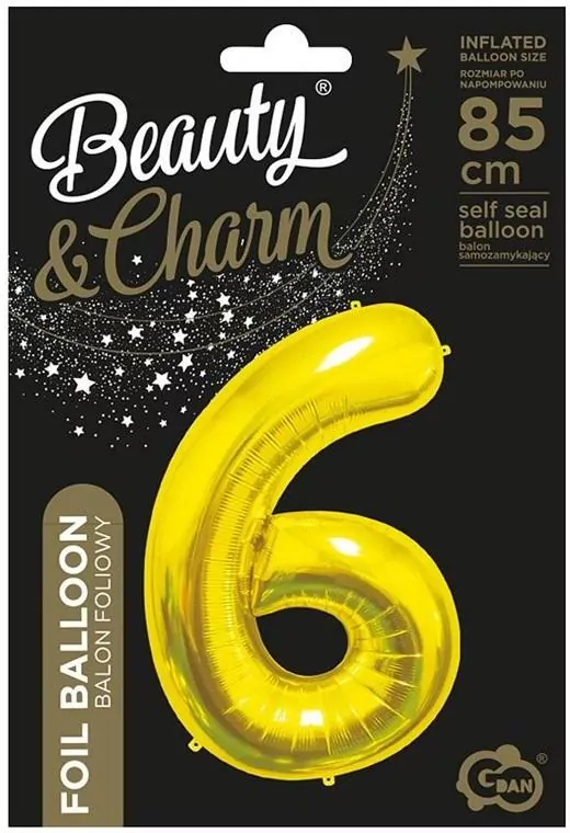 Balon foliowy 6 złoty 85cm - tantis.pl