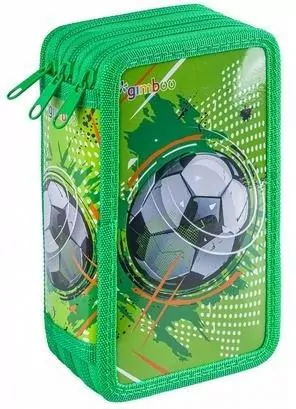 Piórnik z wyposaż. 3-komorowy Soccer zielony - tantis.pl