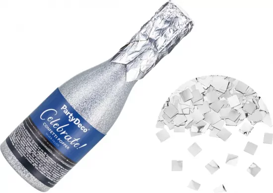 Tuba z konfetti Szampan srebrny 20.5cm