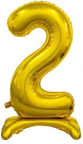 Balon foliowy B&C Cyfra stojąca 2 złota 74cm - tantis.pl