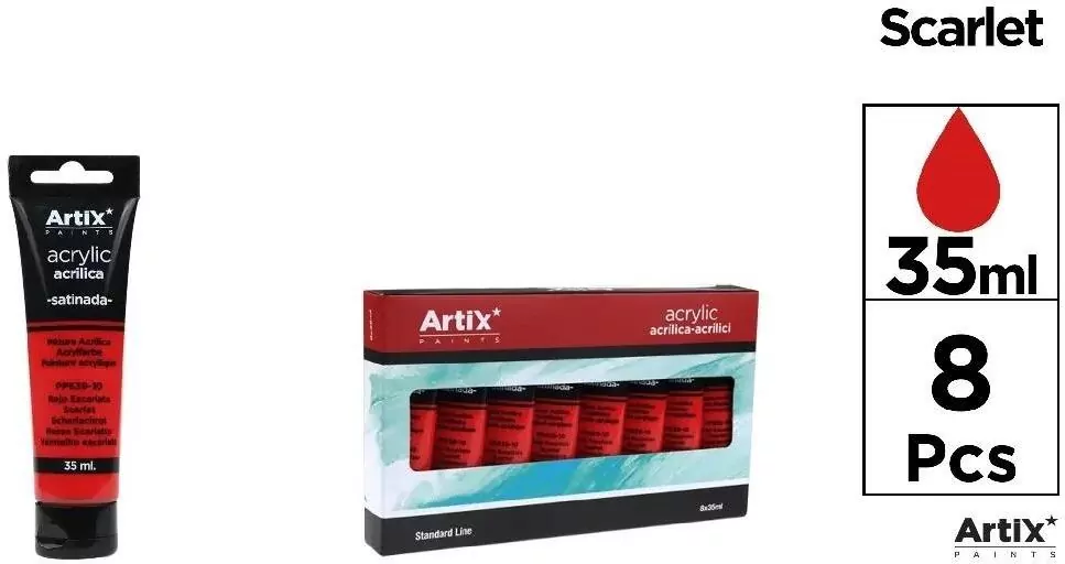 Farba akrylowa czerwień błyszcząca 35ml - tantis.pl