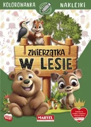 Zwierzątka w lesie. Kolorowanka. Naklejki