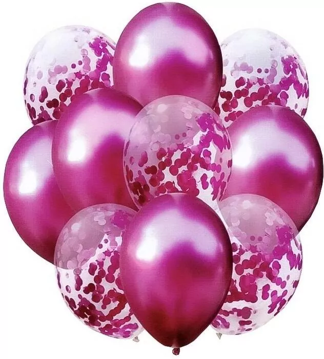 Zestaw balonów bordo z konfetti 33cm - tantis.pl