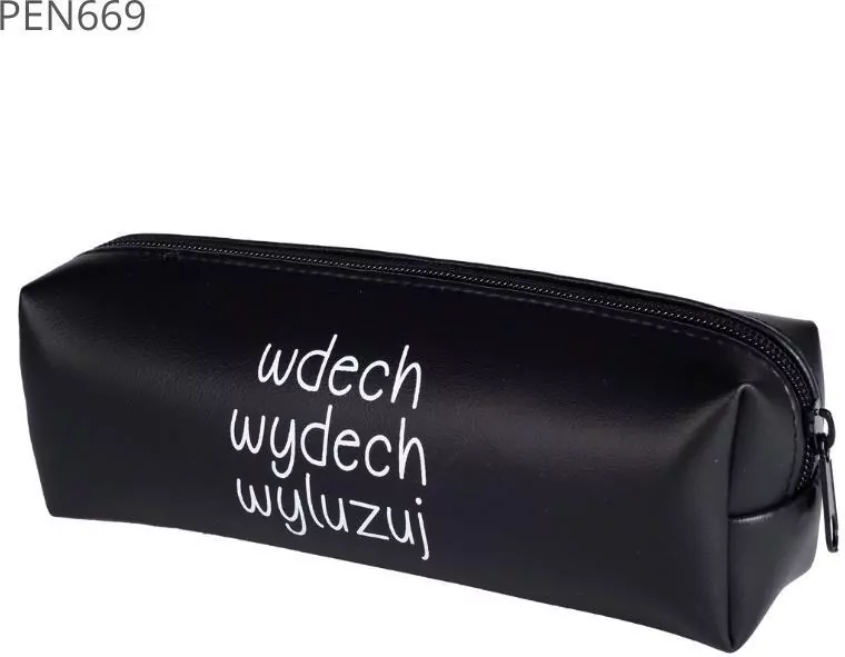 Piórnik jednokomorowy czarny - wdech wydech wyluzu - tantis.pl