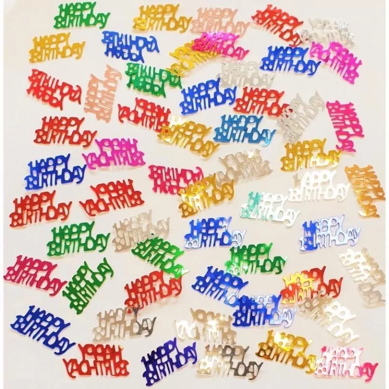 Konfetti metalizowane Happy Birthday kolorowe - tantis.pl