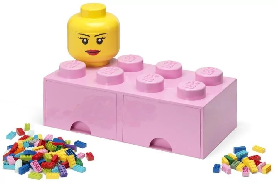LEGO(R) pojemnik klocek z szufladami ósemka różowy - tantis.pl